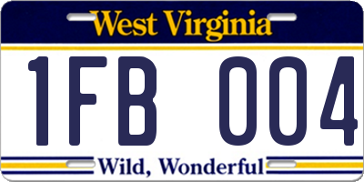 WV license plate 1FB004