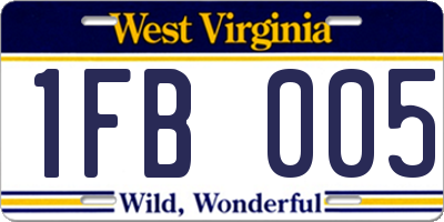 WV license plate 1FB005