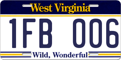 WV license plate 1FB006