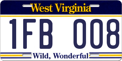 WV license plate 1FB008