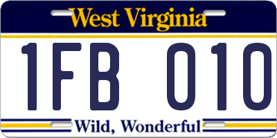WV license plate 1FB010