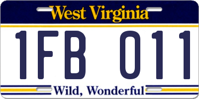 WV license plate 1FB011