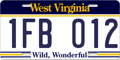 WV license plate 1FB012