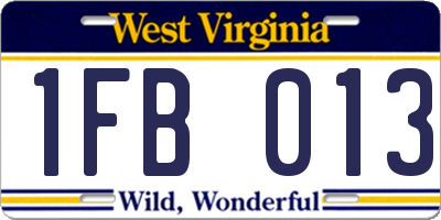 WV license plate 1FB013