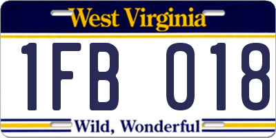 WV license plate 1FB018