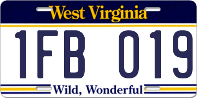 WV license plate 1FB019