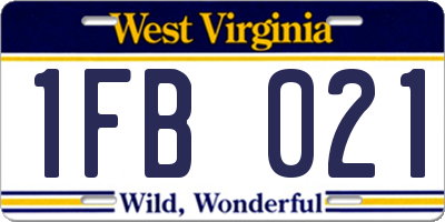 WV license plate 1FB021