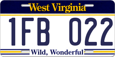 WV license plate 1FB022