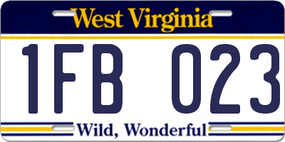 WV license plate 1FB023