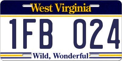 WV license plate 1FB024