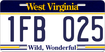 WV license plate 1FB025