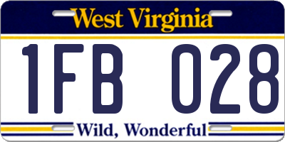 WV license plate 1FB028