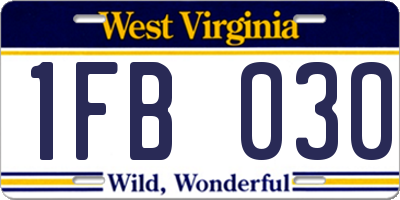 WV license plate 1FB030