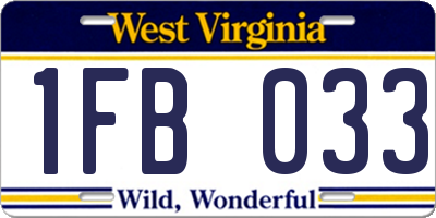 WV license plate 1FB033