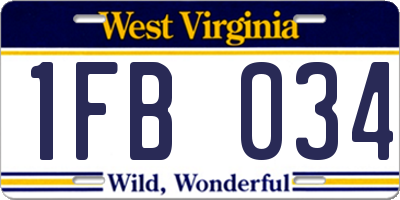 WV license plate 1FB034