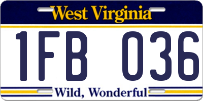 WV license plate 1FB036
