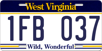 WV license plate 1FB037