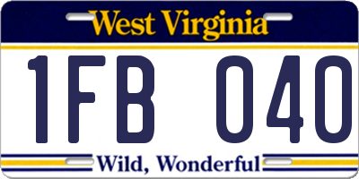 WV license plate 1FB040