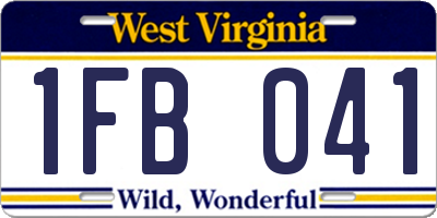 WV license plate 1FB041