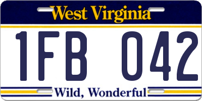 WV license plate 1FB042