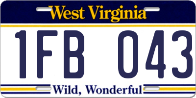 WV license plate 1FB043