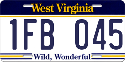 WV license plate 1FB045