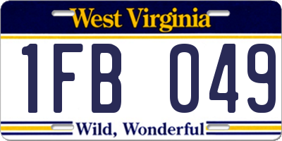 WV license plate 1FB049