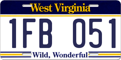 WV license plate 1FB051