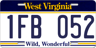 WV license plate 1FB052