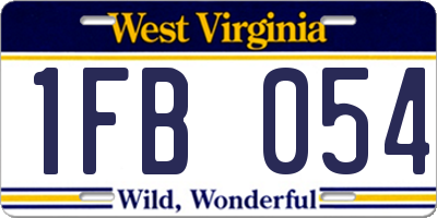 WV license plate 1FB054
