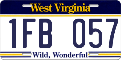 WV license plate 1FB057