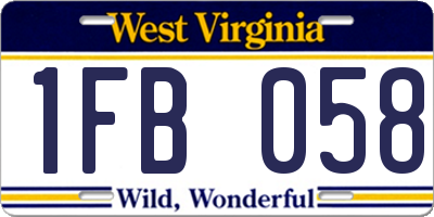 WV license plate 1FB058