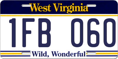 WV license plate 1FB060