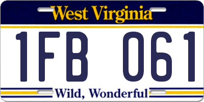 WV license plate 1FB061