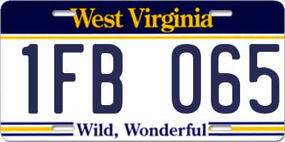 WV license plate 1FB065