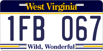 WV license plate 1FB067