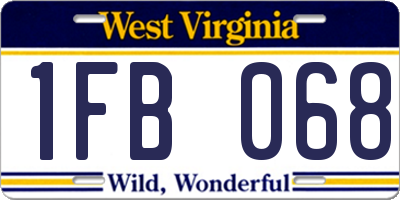 WV license plate 1FB068