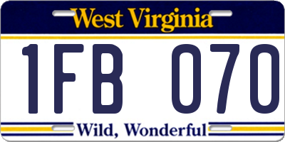 WV license plate 1FB070