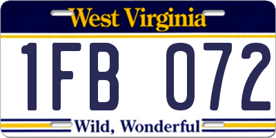 WV license plate 1FB072