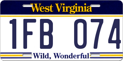WV license plate 1FB074