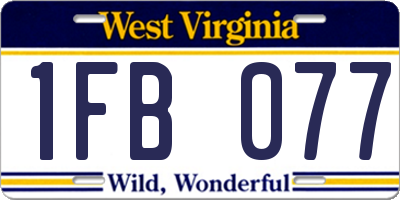WV license plate 1FB077