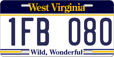 WV license plate 1FB080