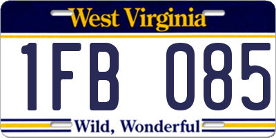WV license plate 1FB085