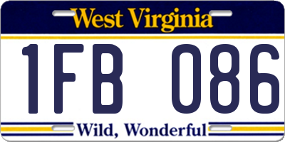 WV license plate 1FB086