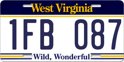 WV license plate 1FB087