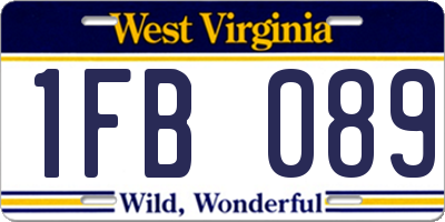 WV license plate 1FB089