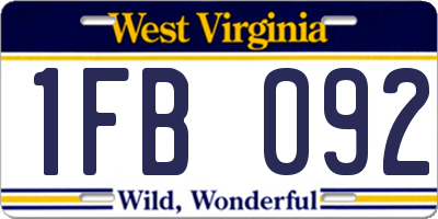 WV license plate 1FB092