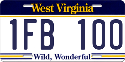 WV license plate 1FB100