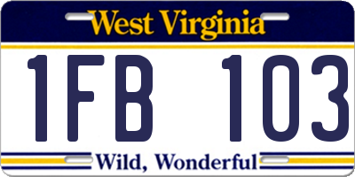 WV license plate 1FB103