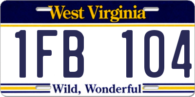 WV license plate 1FB104